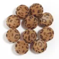 Perles rondes léopard floquées 16mm couleur chaude DIY pompons pelucheux accessoires art - Style Flocage Léopard / Diamètre Extérieur 16mm / Café