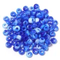 Perles poney en acrylique bleu et blanc perles de tonneau à grand trou pour accessoires de bijoux. - Bleu roi bicolore
