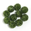 Perles rondes floquées imprimé léopard 16mm pour fabrication de bijoux DIY artisanat - Style Flocage Léopard / Diamètre Extérieur 16mm / Vert