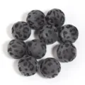 Perles rondes flocs imprimé léopard gris 16mm accessoires de vêtements DIY pompons - Style Flocage Léopard / Diamètre Extérieur 16mm / Gris