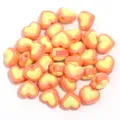 Abalorios de Corazón UV Bicolores Acrílico Naranja Amarillo para Joyas Collar Móvil - 10 Piezas/Paquete (Aprox. 18x15mm) / Base naranja con corazones amarillos