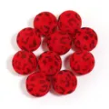 Boule floquée imprimé léopard rouge 16mm accessoire vêtement DIY perle détail - Style Flocage Léopard / Diamètre Extérieur 16mm / Rouge Vif