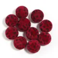 16mm perles rondes en velours floque motif leopard rouge pour accessoires diy mode - Style Flocage Léopard / Diamètre Extérieur 16mm / Bordeaux