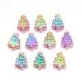 10pcs Perles Arbre de Noël Acrylique Coloré DIY Fabrication de Bijoux Accessoires Kit - Sapin de Noël Base Rouge
