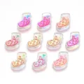 Perles colorées en acrylique en forme de chaussette de Noël pour bijoux et artisanat. - Chaussettes de Noël transparentes