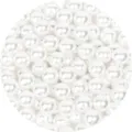 White ABS imitation pearl round beads for DIY handmade jewelry bracelets necklaces crafting - Pure White with Half Hole / 50 Pieces/Pack (Diameter About 10mm)