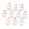 Perles de bonhomme de neige de Noel colorees en acrylique pour accessoires DIY dix pieces. - Bonhomme de neige de Noël transparent