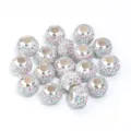 Sparkling rhinestone pave large hole beads DIY polymer clay jewelry accessories for bracelets. - 10 Pieces/Pack / AB White