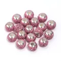 Pink rhinestone shamballa beads large hole DIY charm bracelet jewelry making accessories - 10 Pieces/Pack / Pink