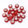 Rote Strass große Loch Perlen glänzend Ton Charms für DIY Armband Schmuckherstellung - 10 Stück/Packung / Rot