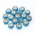 Blaue glitzernde Strass Pave Groszloch Perlen fuer DIY Armband Schmuckherstellung. - 10 Stück/Packung / Seeblau