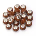 Braune Strass Ton Großes Loch Abstandshalter Perlen für DIY Armband Schmuckherstellung. - 10 Stück/Packung / Goldgelb
