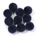 Perles rondes floconneuses bleu foncé de 16mm pour accessoires de vêtements DIY. - Style Balle Floconnée / Diamètre 16mm / Bleu Marine