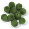 16mm Perles Rondes Floquees Vertes DIY Artisanat Pompons Grands Trous Accessoires vetements - Style Balle Floconnée / Diamètre 16mm / Vert foncé