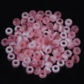 Perles baril acrylique grand trou rose mélange couleur bricolage accessoires de bijoux colliers - Rose Clair Bicolore