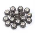 Schwarze Ton Shamballa Perlen, Strass gepflasterte große Loch DIY Armband Schmuck. - 10 Stück/Packung / Schwarze Basis & klare Strasssteine