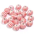 Red and white striped wooden beads for DIY craft jewelry making phone charm pack of 20 - White Base Vertical Stripe Print