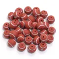 Silicone football beads for DIY handmade bracelets, loose beads with white laces. - Red Rugby