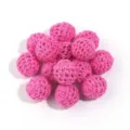 Cuentas redondas acrílicas envueltas en hilo rosa para accesorios de joyería de dijes diy - Rosa rojo
