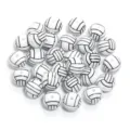 Perles de volleyball en silicone blanc noir rondes motifs sport pour bracelets DIY faits main - Forme Volleyball (T9625) / 5 Pcs/Paquet / Volley-ball