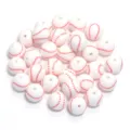 Pack of white silicone baseball beads with red stitching for DIY handmade jewelry crafting. - White Baseball