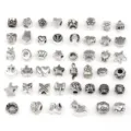 10pcs Ancien Argent Alliage Grands Trous Perles DIY Charme Bracelet Fabrication Bijoux - Perles Argent Antique Styles Mixtes (T6931) / 10 Pièces/Paquet / Argent antique