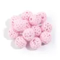 10pcs bolas envueltas de hilo de ganchillo acrílico rosa cuentas redondas huecas joyería diy - Rosa