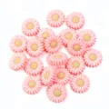 Perles en silicone marguerite fleur colorée bracelet pendentif accessoires de bijoux DIY - Taille 20 mm, diamètre du trou 2,4 mm / 2 Pièces/Ensemble / Rose Jaune
