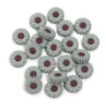 Perles en vrac marguerite en silicone breloques fleurs colorées pour bracelet DIY bijoux artisanat - Taille 20 mm, diamètre du trou 2,4 mm / 2 Pièces/Ensemble / Marron bleu cyan