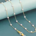 Catena occhiali in metallo oro perle cordino anti-smarrimento maschera variante opzione - Catena con Perline a Croce 4 / 1 Pezzo / Oro rosa