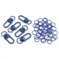 Ensemble de mousquetons et anneaux pour porte-clés bleus, accessoires de bijoux DIY. - Ensemble d'accessoires / 10 Fermoirs + 100 Anneaux / Bleu saphir