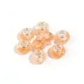 Orange glitter resin faceted large hole beads with silver core for DIY charm bracelet - Orange Glitter / 10 Pieces Pack