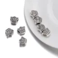 Perles argentées couronne en alliage grand trou pour bracelets faits main et accessoires. - Perle Grand Trou Couronne (T6931) / 10 Pièces/Paquet / Argent antique