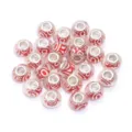Red and white faceted resin charm beads with large silver core for DIY bracelet making. - Red Circle Geometric / 10 Pieces Pack
