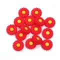 Perles de fleurs de marguerite en silicone rouge perles en vrac pour bijoux DIY bracelets. - Taille 20 mm, diamètre du trou 2,4 mm / 2 Pièces/Ensemble / Rouge et Jaune