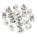 Perles de charme d'ours en alliage d'argent pour bracelets faits main DIY fabrication de bijoux. - Perle Grand Trou Ours Fleur (T6931) / 10 Pièces/Paquet / Argent antique