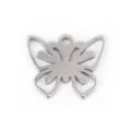 Pendentif papillon en acier inoxydable pour fabrication de bijoux DIY, ton argent. - Style Papillon 1 (11.5x9.5mm) / Lot de 10