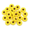 Perles en silicone marguerite tournesol breloques DIY bracelet bijoux vêtements jaune - Taille 20 mm, diamètre du trou 2,4 mm / 2 Pièces/Ensemble / Brun Jaune