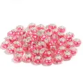 Pink resin large hole charm beads DIY bracelet accessories with cute cartoon patterns - Dark Pink Pineapple / 10 Pieces Pack