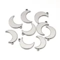 Pendentifs breloques lune en acier inoxydable pour fabrication de bijoux DIY. - Style Lune (12x7mm) / Lot de 10