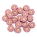 Perles marguerites en silicone rose breloques fleurs pour fabrication bijoux bracelet loisirs - Taille 20 mm, diamètre du trou 2,4 mm / 2 Pièces/Ensemble / Brun & Jaune