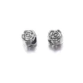 Perles charmes grand trou en alliage argenté, design fleur de rose pour bracelets DIY. - Perle Grand Trou Rose (T6931) / 10 Pièces/Paquet / Argent antique