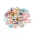 Colorful resin faceted large hole beads for DIY charm bracelets, glitter sparkle spacer beads. - Random Mixed Glitter / 10 Pieces Pack