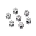 Perles flocon de neige en argent alliage grand trou pour fabrication de bracelet bijoux DIY - Perle Grand Trou Flocon de Neige (T6931) / 10 Pièces/Paquet / Argent antique