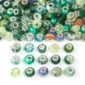 Resin faceted large hole charm beads DIY colorful bracelet beads for jewelry making - Green Mixed Style / 10 Pieces Pack