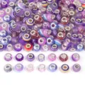 Colorful DIY large hole glass and resin charm beads, perfect for bracelet making crafts. - Purple Mixed Style / 10 Pieces Pack
