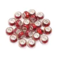 Red resin faceted large hole charm bead for bracelet DIY jewelry making, stylish sparkling design. - Red Rose / 10 Pieces Pack