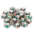 Christmas faceted resin large hole beads DIY charm bracelet beads colorful spacing loose charms - Christmas Pattern / 10 Pieces Pack