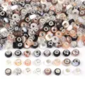 Colorful DIY large hole charm beads, resin and glass mixed spacer beads for bracelet making. - Black, White & Gray Mix / 10 Pieces Pack