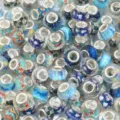 Colorful resin faceted large hole charm beads for DIY bracelet jewelry making set. - Blue Series Mix / 10 Pieces Pack